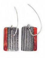silver with red transparent enamel earrings